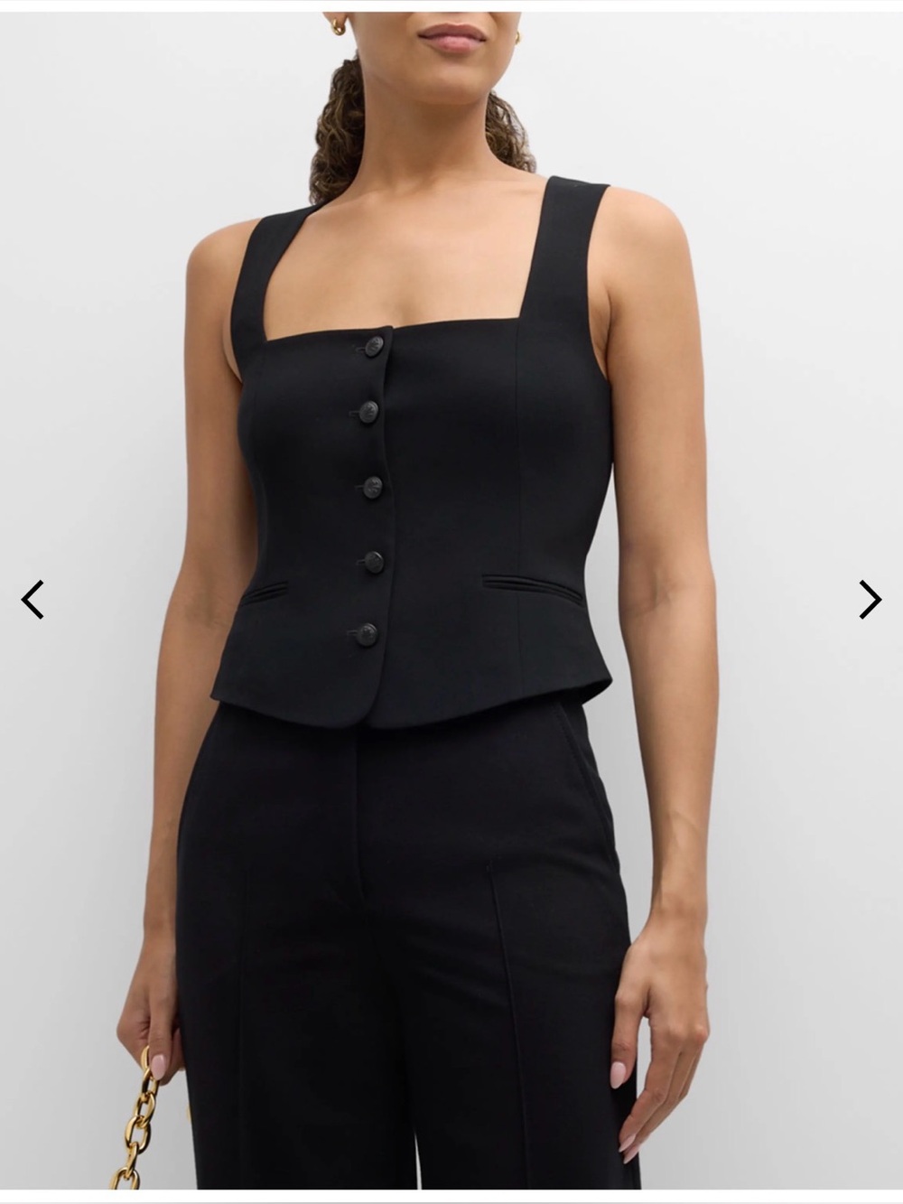 Rag & Bone Tailored Black Button-Front Crop Vest - Women